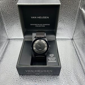 Van Heusen Men's Black Diamond Mesh Watch